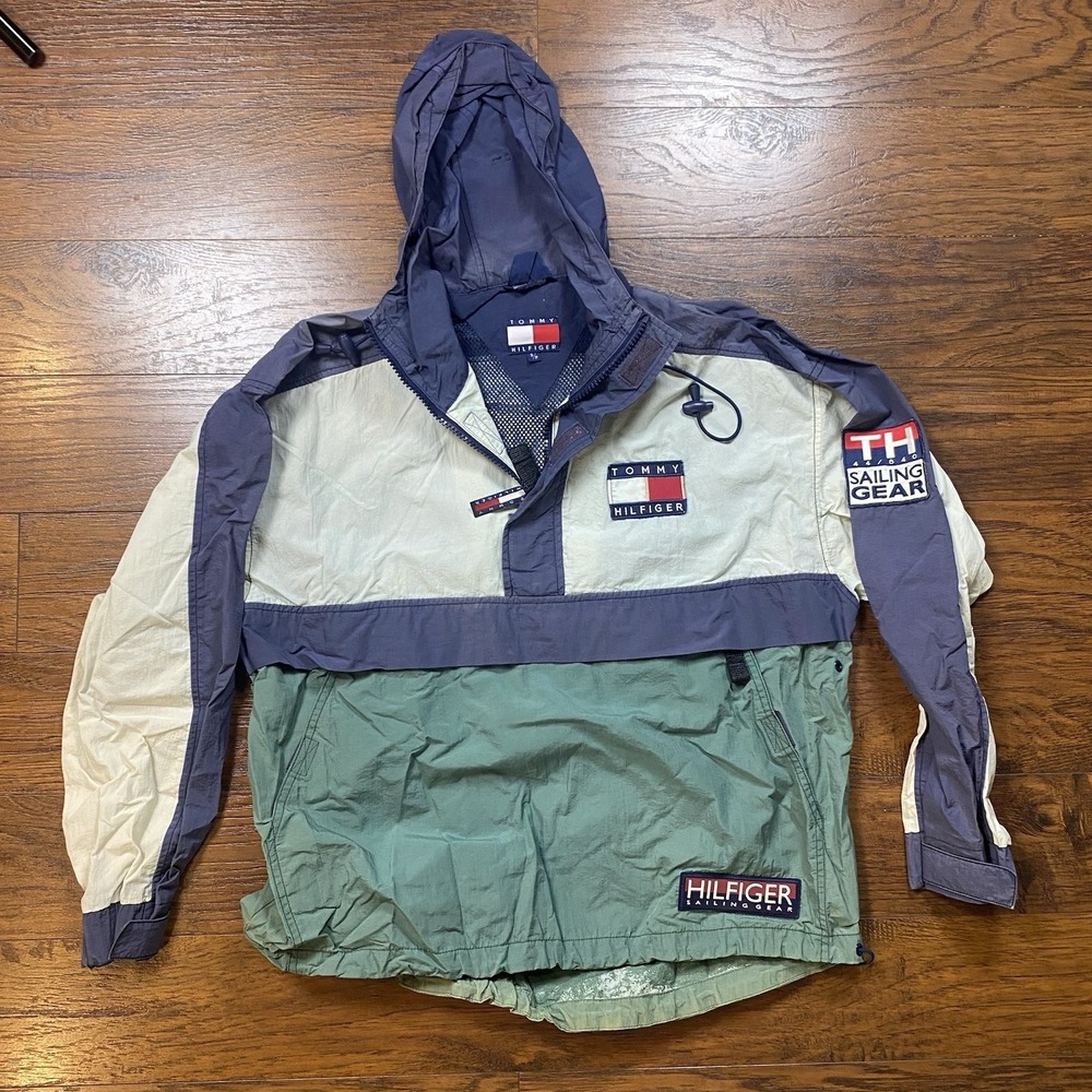 90s Tommy Hilfiger Sailing Gear Windbreaker Anorak Vintage Color Block Jacket SM